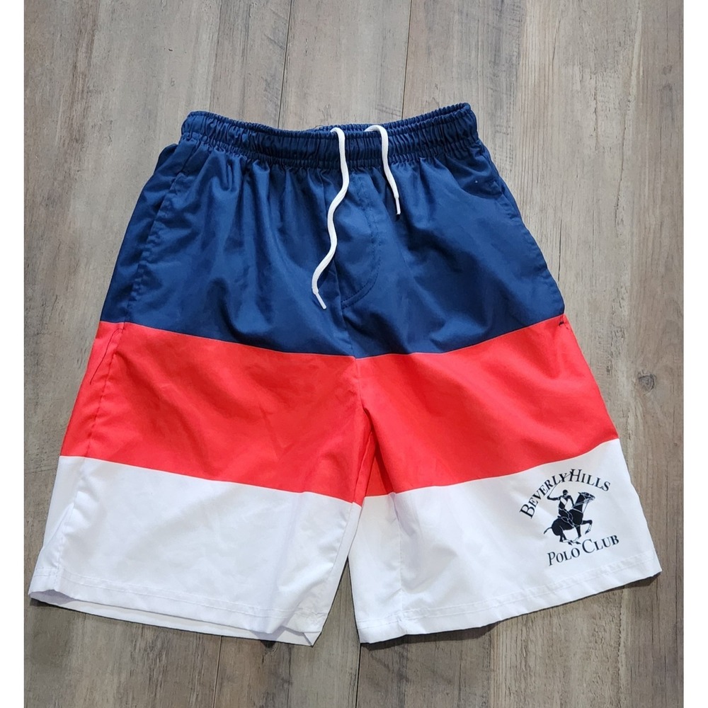 US Polo Assn Red, White And Blue Stripe Swim Trunks Youth S